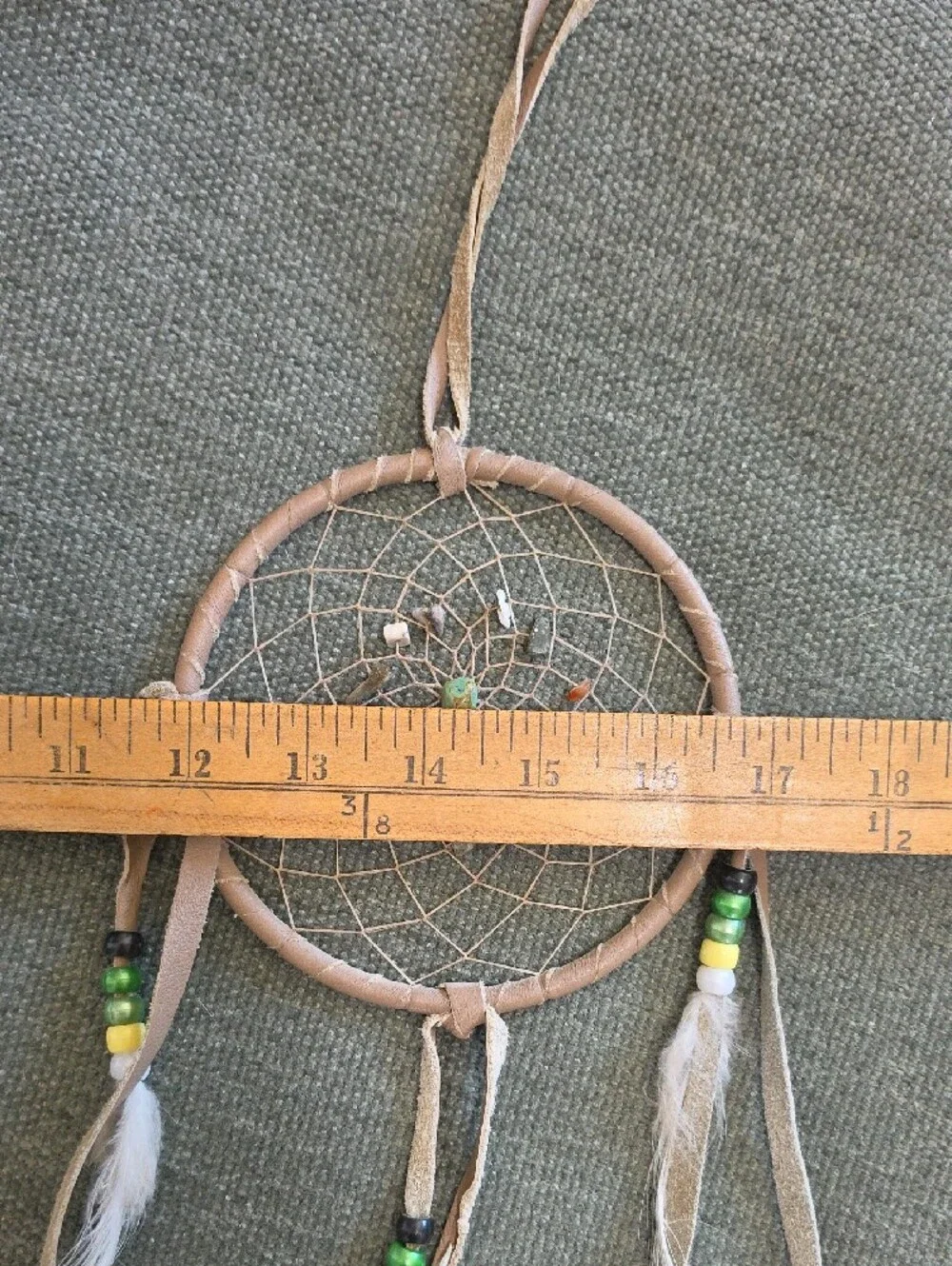 Authentic Native American Handmade Dreamcatcher with Feather and Bead Accents